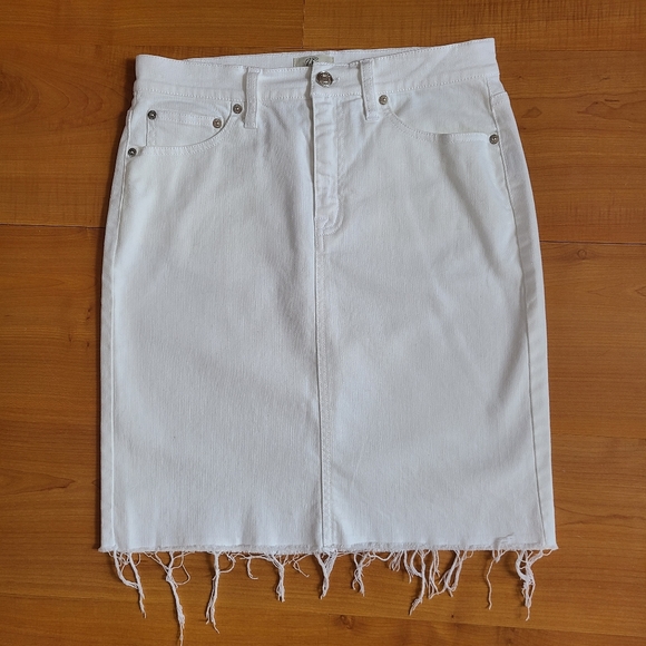 J. Crew Dresses & Skirts - J Crew Raw-Edge Hem White Denim Jean Skirt